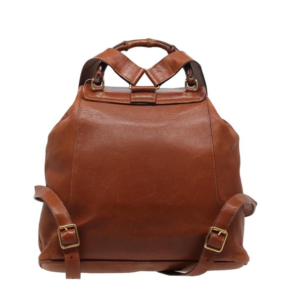 GUCCI Bamboo Backpack Leather Brown 003 2058 0016 Auth 76808 - Picture 2 of 16